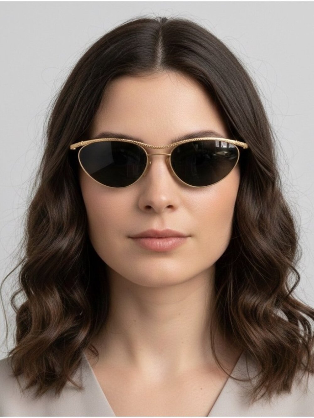 Vintage Paloma Picasso Light Gold Oval Cat Eye Sunglasses - made in Germany
